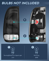 Nilight 1997 1998 1999 2000 2001 2002 2003 Ford F150 1997 1998 1999 Light Duty 1999 2000 2001 2002 2003 2004 2005 2006 2007 Ford Super Duty Taillight Assembly Smoke Housing Rear Lamp Replacement OE Style Driver Passenger Side, view 5