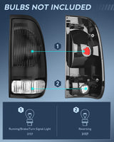 Nilight 1997 1998 1999 2000 2001 2002 2003 Ford F150 1997 1998 1999 Light Duty 1999 2000 2001 2002 2003 2004 2005 2006 2007 Ford Super Duty Taillight Assembly Smoke Housing Rear Lamp Replacement OE Style Passenger Side, view 5