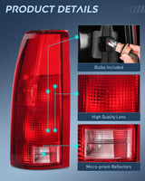 Nilight 1998 1999 Chevy GMC C/K1500 2500 3500 1992 1993 1994 1995 1996 1997 1998 1999 Yukon Suburban Blazer 1995 1996 1997 1998 1999 2000 Tahoe 1999 2000 Cadillac Tail light Assembly Rear Lamp Replacement w/Bulbs and Harness Driver Side, view 6