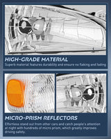 Nilight 1998 1999 2000 Toyota Corolla Headlight Assembly Chrome Housing Amber Reflector Upgraded Clear Lens, view 6