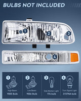 Nilight 1998 1999 2000 2001 2002 2003 2004 2005 Chevy Blazer S10 Headlight Assembly Chrome Case Amber Reflector, view 2