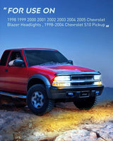 Nilight 1998 1999 2000 2001 2002 2003 2004 2005 Chevy Blazer S10 Headlight Assembly Chrome Case Amber Reflector, view 3