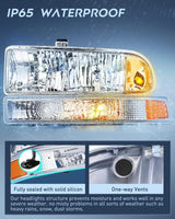 Nilight 1998 1999 2000 2001 2002 2003 2004 2005 Chevy Blazer S10 Headlight Assembly Chrome Case Amber Reflector, view 5