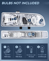 Nilight 1998 1999 2000 2001 2002 2003 2004 2005 Chevy Blazer S10 Headlight Assembly Chrome Case Clear Reflector, view 2