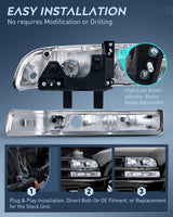 Nilight 1998 1999 2000 2001 2002 2003 2004 2005 Chevy Blazer S10 Headlight Assembly Chrome Case Clear Reflector, view 4
