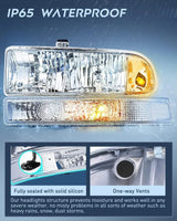 Nilight 1998 1999 2000 2001 2002 2003 2004 2005 Chevy Blazer S10 Headlight Assembly Chrome Case Clear Reflector, view 6