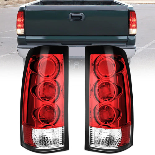 Nilight 1999 2000 2001 2002 2003 2004 2005 2006 GMC Sierra 1999 2000 2001 2002 Chevy Silverado Red Housing Rear Lamp Replacement Only Fits Fleetside Models Taillight Assembly
