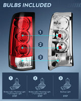 Nilight 1999 2000 2001 2002 2003 2004 2005 2006 GMC Sierra 1999 2000 2001 2002 Chevy Silverado Red Housing Rear Lamp Replacement Only Fits Fleetside Models Taillight Assembly, view 6