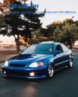 Nilight 1999 2000 Honda Civic Headlight Assembly Black Case Amber Reflector Clear Lens, view 6