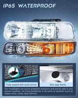 Nilight 1999 2000 2001 2002 Chevy Silverado Avalanche 1500 1500HD 2500 2500HD 3500 Chevrolet Tahoe Suburban Headlight Assembly Chrome Case Clear Reflector Smoke Lens, view 6
