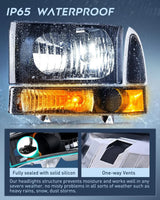 Nilight 1999 2000 2001 2002 2003 2004 Ford F250 F350 F450 F550 Headlight Assembly Black Case Amber Reflector, view 6