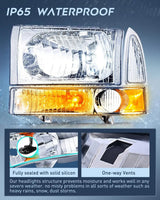 Nilight 1999 2000 2001 2002 2003 2004 Ford F250 F350 F450 F550 Headlight Assembly Chrome Case Amber Reflector, view 5