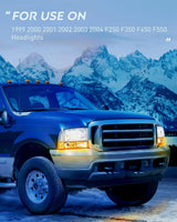 Nilight 1999 2000 2001 2002 2003 2004 Ford F250 F350 F450 F550 Headlight Assembly Chrome Case Clear Reflector, view 6