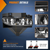 Nilight 1999 2000 2001 2002 2003 2004 Ford Mustang Fog Lights Assembly Clear Lens 880 27W Bulbs, view 2