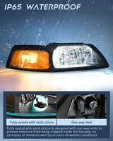 Nilight 1999 2000 2001 2002 2003 2004 Ford Mustang Headlight Assembly Black Case Clear Reflector, view 4