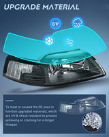 Nilight 1999 2000 2001 2002 2003 2004 Ford Mustang Headlight Assembly Black Case Clear Reflector, view 5