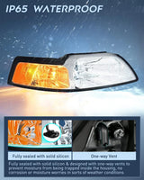 Nilight 1999 2000 2001 2002 2003 2004 Ford Mustang Headlight Assembly Chrome Case Amber Reflector, view 4