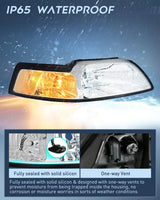 Nilight 1999 2000 2001 2002 2003 2004 Ford Mustang Headlight Assembly Chrome Case Clear Reflector, view 4