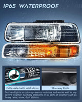Nilight Headlight Assembly for 1999 2000 2001 2002 Chevy Silverado Avalanche 1500 1500HD 2500 2500HD 3500 Chevrolet Tahoe Suburban Replacement Headlamp Housing Bumper Lights Set, view 5