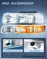 Nilight Headlight Assembly for 1999 2000 2001 2002 Chevy Silverado 1500 1500HD 2500 2500HD 3500 Chevrolet Tahoe Suburban Replacement Headlamp Housing Bumper Lights Set, view 2