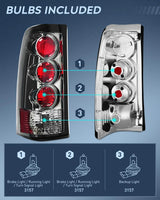 Nilight 1999 2000 2001 2002 2003 2004 2005 2006 GMC Sierra 1999 2000 2001 2002 Chevy Silverado Tail light Assembly Rear Lamp Smoke Housing Rear Lamp Replacement Only Fits Fleetside Models Driver Passenger Side, view 3