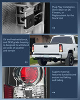 Nilight 1999 2000 2001 2002 2003 2004 2005 2006 GMC Sierra 1999 2000 2001 2002 Chevy Silverado Tail light Assembly Rear Lamp Smoke Housing Rear Lamp Replacement Only Fits Fleetside Models Driver Passenger Side, view 6