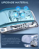 Nilight 1999 2000 2001 2002 2003 2004 2005 2006 GMC Sierra Yukon Headlight Assembly Chrome Case Clear Reflector, view 5
