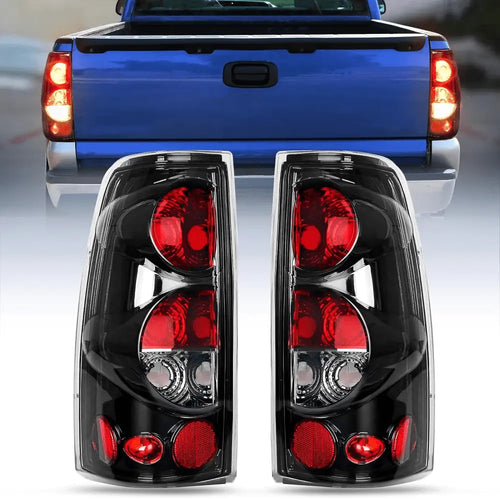 Nilight 1999 2000 2001 2002 2003 2004 2005 2006 2007 Chevy Silverado 1999 2000 2001 2002 GMC Sierra Tail light Assembly Rear Lamp Classic Body OE Style Black Housing Clear Lens