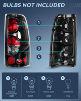 Nilight 1999 2000 2001 2002 2003 2004 2005 2006 2007 Chevy Silverado 1999 2000 2001 2002 GMC Sierra Tail light Assembly Rear Lamp Classic Body OE Style Black Housing Clear Lens, view 2