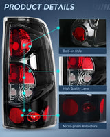 Nilight 1999 2000 2001 2002 2003 2004 2005 2006 2007 Chevy Silverado 1999 2000 2001 2002 GMC Sierra Tail light Assembly Rear Lamp Classic Body OE Style Black Housing Clear Lens, view 6