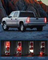 Nilight 1999 2000 2001 2002 2003 2004 2005 2006 2007 Chevy Silverado 1999 2000 2001 2002 GMC Sierra Tail light Assembly Rear Lamp Classic Body OE Style Chrome Housing Clear Lens, view 3