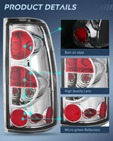 Nilight 1999 2000 2001 2002 2003 2004 2005 2006 2007 Chevy Silverado 1999 2000 2001 2002 GMC Sierra Tail light Assembly Rear Lamp Classic Body OE Style Chrome Housing Clear Lens, view 6