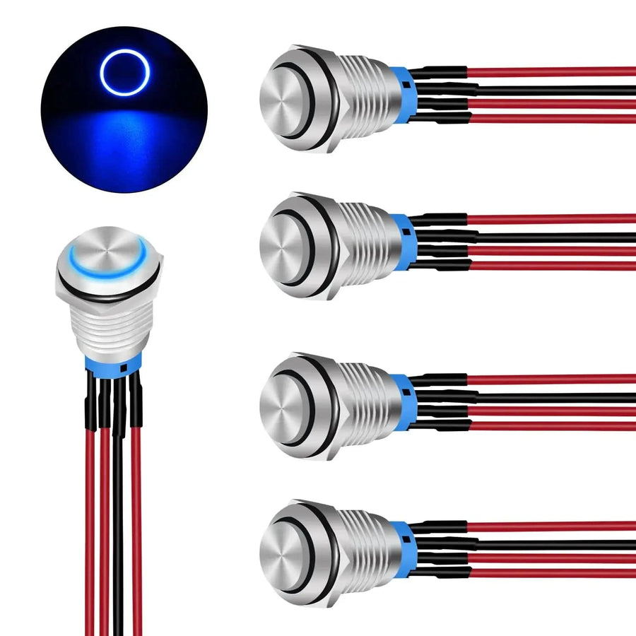 Nilight 19mm 12V Waterproof ON Off Latching Push Button Switch