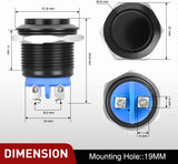 Nilight 19mm Momentary Push Button Switch 12V Waterproof Black Metal Round Starter Power Switches 2PCS 2 Pin Screw Terminal for Car Truck Horn Boat Marine RV Vehicle, view 6