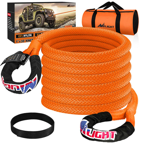 Nilight 1in x 30ft Kinetic Recovery Rope 33000LBS