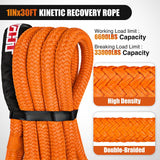 Nilight 1in x 30ft Kinetic Recovery Rope 33000LBS, view 3