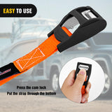 Nilight 1in x 12ft Heavy Duty Lashing Straps 4PCS | Adjustable Cam Buckle Tie-Down Straps 1320LBS for Motorcycle Boat RV Cargo Trucks Trailer Luggage Orange&Black, view 6