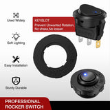 Nilight 1PC Round Rocker Switch with Shell 12V 24V 20A Blue LED Toggle swtich with 16AWG Wires SPST 3Pin 2 Position for Car Truck Vehicle Boat Marine Rocker On Off Control, view 4