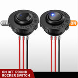 Nilight 1PC Round Rocker Switch with Shell 12V 24V 20A Blue LED Toggle swtich with 16AWG Wires SPST 3Pin 2 Position for Car Truck Vehicle Boat Marine Rocker On Off Control, view 6