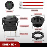 Nilight 1PC Round Rocker Switch with Shell 12V 24V 20A Green LED Toggle swtich with 16AWG Wires SPST 3Pin 2 Position for Car Truck Vehicle Boat Marine Rocker On Off Control, view 2