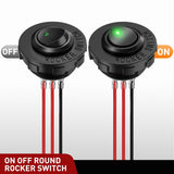 Nilight 1PC Round Rocker Switch with Shell 12V 24V 20A Green LED Toggle swtich with 16AWG Wires SPST 3Pin 2 Position for Car Truck Vehicle Boat Marine Rocker On Off Control, view 6