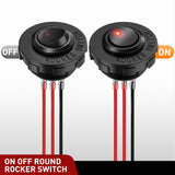Nilight 1PC Round Rocker Switch with Shell 12V 24V 20A Red LED Toggle swtich with 16AWG Wires SPST 3Pin 2 Position for Car Truck Vehicle Boat Marine Rocker On Off Control, view 6