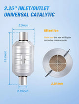 Nilight 2.25 Inch Inlet/Outlet Catalytic Converter, view 2