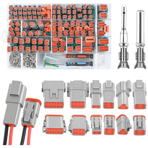 Nilight 2 3 4 6 8 12 PIN DT Connector Kit 50 Sets Size 16 Stamped Formed Contacts for 14-18 AWG Wires DT Series w/Removal Tool