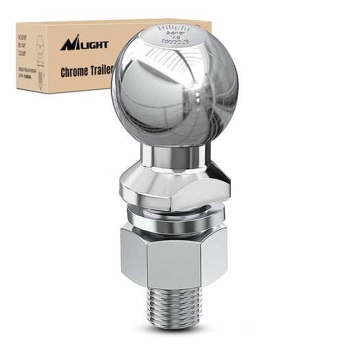 Nilight 2-5/16Inch Chrome Trailer Hitch Ball 1-1/4inch x 2-5/8inch Shank Universal Fit Gray
