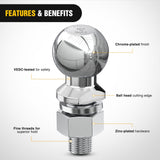 Nilight 2-5/16Inch Chrome Trailer Hitch Ball 1-1/4inch x 2-5/8inch Shank Universal Fit Gray, view 3