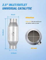 Nilight 2.5 Inch Inlet/Outlet Universal Catalytic Converter, view 2