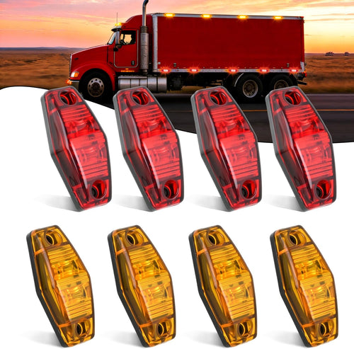 Nilight 2.5 Inch Oval Side Marker Clearance Light 2 LED 4 Amber & 4 Red 80LM High Lumen Waterproof Surface Mount 12V Direct Wire for Truck Trailer Boat RV Semi