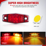 Nilight 2.5 Inch Oval Side Marker Clearance Light 2 LED 4 Amber & 4 Red 80LM High Lumen Waterproof Surface Mount 12V Direct Wire for Truck Trailer Boat RV Semi, view 3