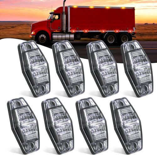 Nilight 2.5 Inch Oval Side Marker Clearance Light 2 LED 4 Amber & 4 Red Light White Lenses 80LM High Lumen Waterproof Surface Mount 12V Direct Wire for Truck Trailer Boat RV Semi